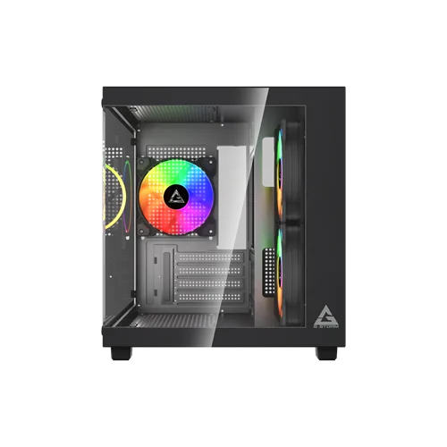 Gabinete Gamer G-Storm Vanguard Aquário Micro ATX/ITX Vidro Temperado 3 Fans Rainbow USB 3.0 Preto