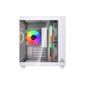 Gabinete Gamer G-Storm Vanguard Aquário Micro ATX/ITX Vidro Temperado 3 Fans Rainbow USB 3.0 Branco