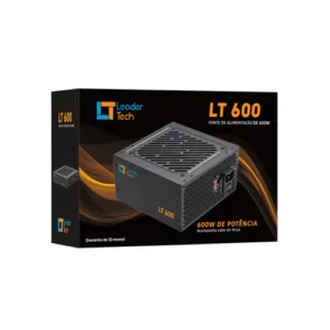 Fonte ATX Leadertech 600W LT-600W com Cabo de Força Preto