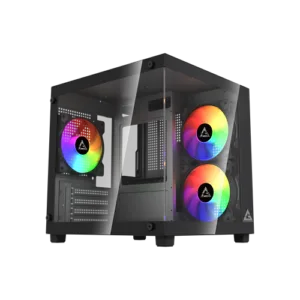 Gabinete Gamer G-Storm Vanguard Aquário Micro ATX/ITX Vidro Temperado 3 Fans Rainbow USB 3.0 Preto