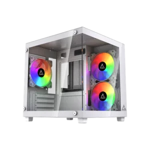 Gabinete Gamer G-Storm Vanguard Aquário Micro ATX/ITX Vidro Temperado 3 Fans Rainbow USB 3.0 Branco