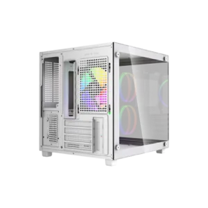 Gabinete Gamer G-Storm Vanguard Aquário Micro ATX/ITX Vidro Temperado 3 Fans Rainbow USB 3.0 Branco