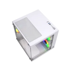 Gabinete Gamer G-Storm Vanguard Aquário Micro ATX/ITX Vidro Temperado 3 Fans Rainbow USB 3.0 Branco