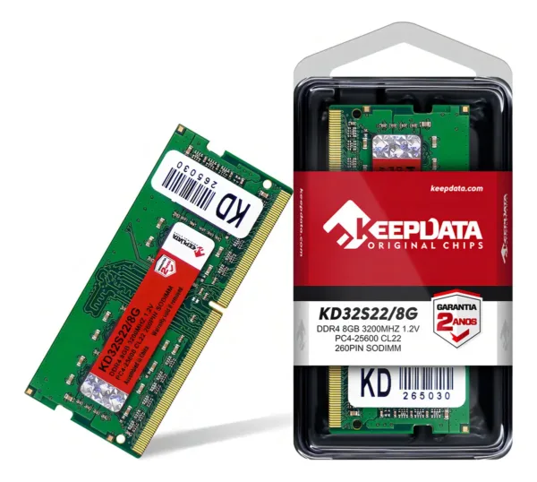 Memória RAM para Notebook Keepdata 8GB DDR4 3200MHz KD32S22/8G