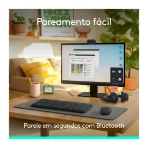 Combo Teclado e Mouse Sem Fio Logitech MK250 Compacto Bluetooth ABNT2 Grafite 920-013516