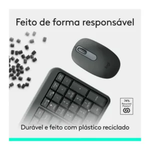 Combo Teclado e Mouse Sem Fio Logitech MK250 Compacto Bluetooth ABNT2 Grafite 920-013516