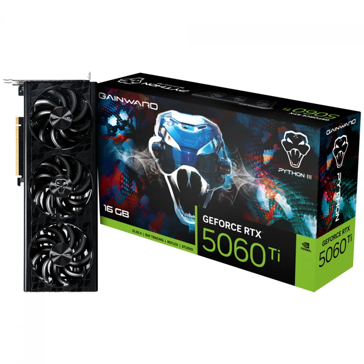Placa de Vídeo Gainward GeForce RTX 5060 Ti Python III 16GB GDDR7 DLSS 4 Ray Tracing NE7506T019T1-GB2061T