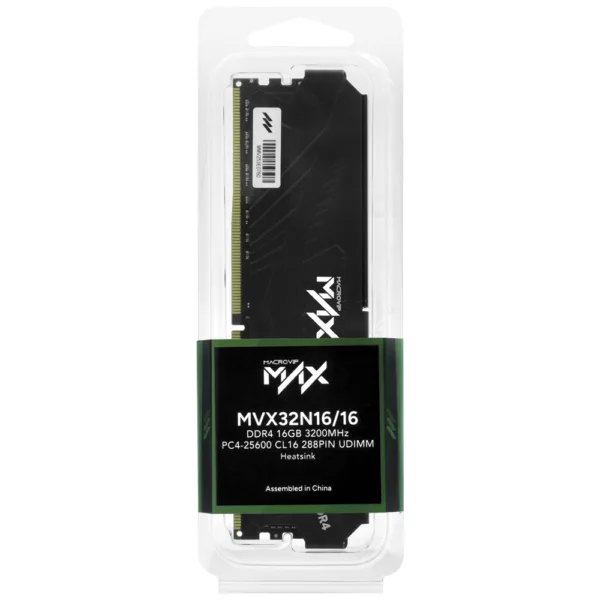 Memória RAM DDR4 16GB 3200MHz CL16 UDIMM Desktop Macrovip Max MVX32N16/16