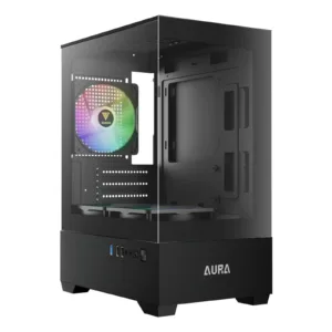 Gabinete Gamer Gamdias Aura GC9M Elite Micro Tower M-ATX Vidro Temperado Preto com 3 Fans ARGB