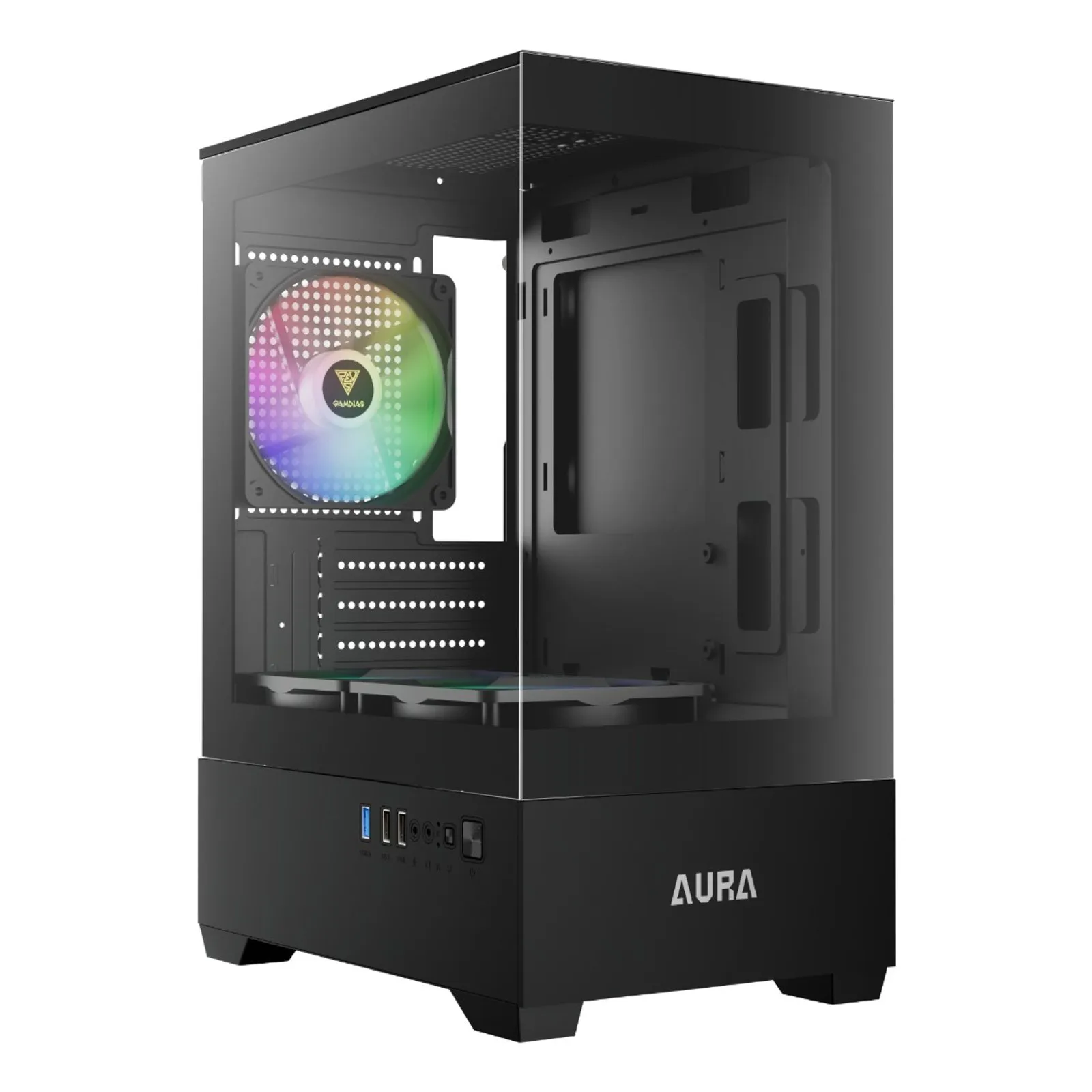 Gabinete Gamer Gamdias Aura GC9M Elite Micro Tower M-ATX Vidro Temperado Preto com 3 Fans ARGB