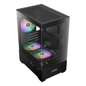 Gabinete Gamer Gamdias Aura GC9M Elite Micro Tower M-ATX Vidro Temperado Preto com 3 Fans ARGB