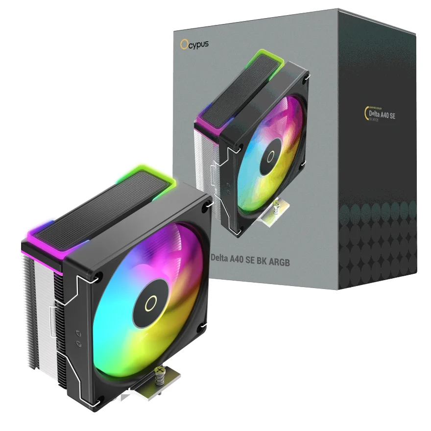 Cooler para Processador Ocypus Delta A40 SE ARGB 120mm Intel/AMD Preto DELTA-A40-BK1AAWN00S-GL