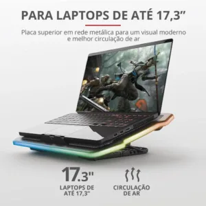 Base Cooling Gamer Trust GXT 1126 Aura RGB para Notebook até 17,3" 24192