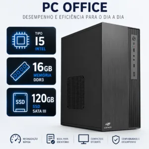 PC Office Intel Core i5-2400 16GB (2x8GB) DDR3 SSD 120GB Gabinete com Fonte 200W