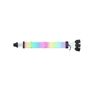 Cabo para Fonte Sleeved Lian Li Strimer Plus V2 Triplo 8 Pinos PG5 ATX 3.0 GPU 600W ARGB 335mm PW168-8PV2-BLACK