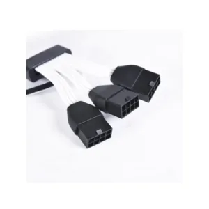 Cabo para Fonte Sleeved Lian Li Strimer Plus V2 Triplo 8 Pinos PG5 ATX 3.0 GPU 600W ARGB 335mm PW168-8PV2-BLACK