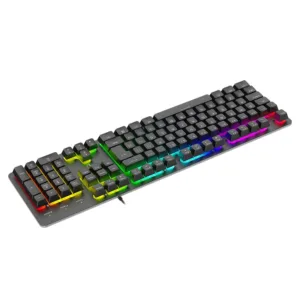 Teclado Gamer T-Dagger Echo RGB Membrana Full Size ABNT2 USB Preto T-TGK109