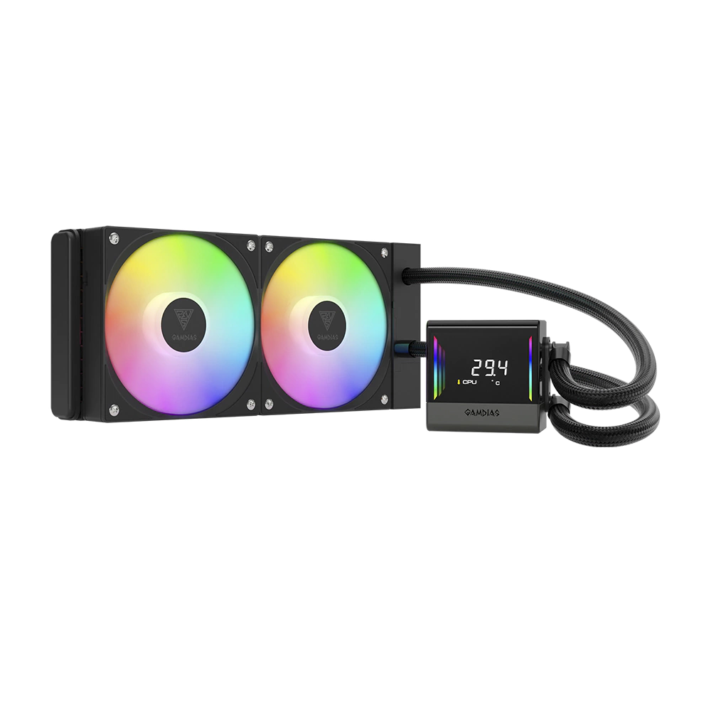 Water Cooler Gamdias Chione E4-240 V2 ARGB Display Digital 240mm Intel/AMD Preto CHIONE-E4-240-V2