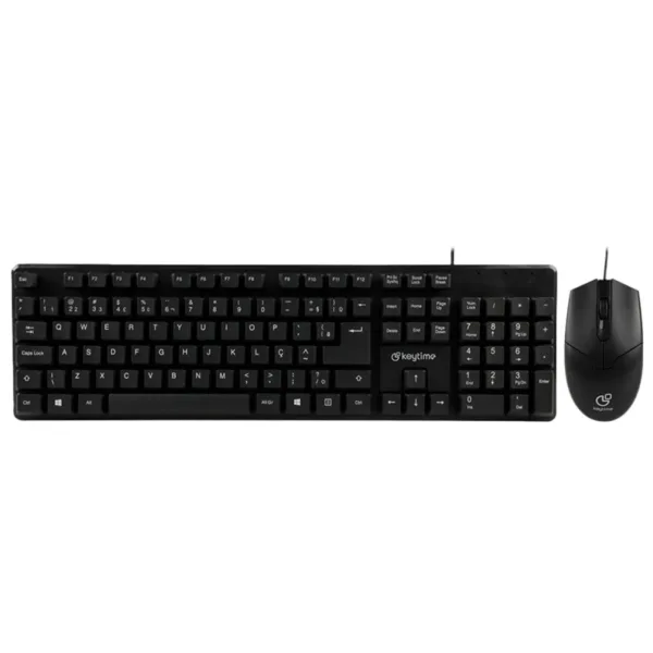 Combo Teclado e Mouse Keytime Minimal Membrana Full Size ABNT2 USB Preto KYT00015