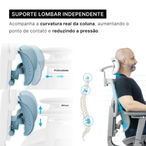 Cadeira Ergonômica DT3 ErgoStance Grey Mesh Braços 5D Apoio Lombar Ajustável 14898-0