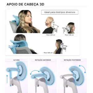 Cadeira Ergonômica DT3 ErgoStance Grey Mesh Braços 5D Apoio Lombar Ajustável 14898-0