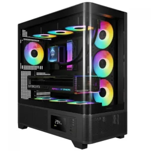 Gabinete Gamer Gamdias Atlas P2 CG ARGB Mid Tower ATX Vidro Temperado Preto com 4 Fans ARGB Sem Fonte