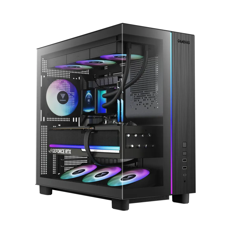 Gabinete Gamer Gamdias Atlas M4 Mid Tower Vidro Temperado Preto com 4 Fans ARGB ATLAS M4