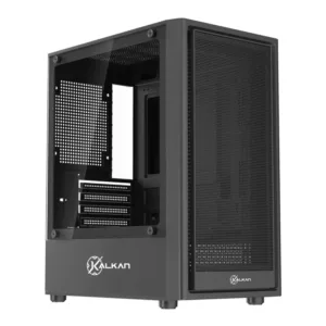 Gabinete Gamer Kalkan Vesir Flow Micro Tower Vidro Temperado Preto Sem Fans KLK00082