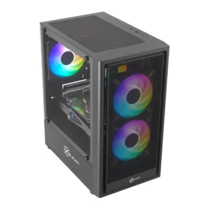 Gabinete Gamer Kalkan Vesir Flow Micro Tower Vidro Temperado Preto Sem Fans KLK00082