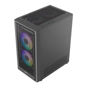 Gabinete Gamer Kalkan Vesir Flow Micro Tower Vidro Temperado Preto Sem Fans KLK00082