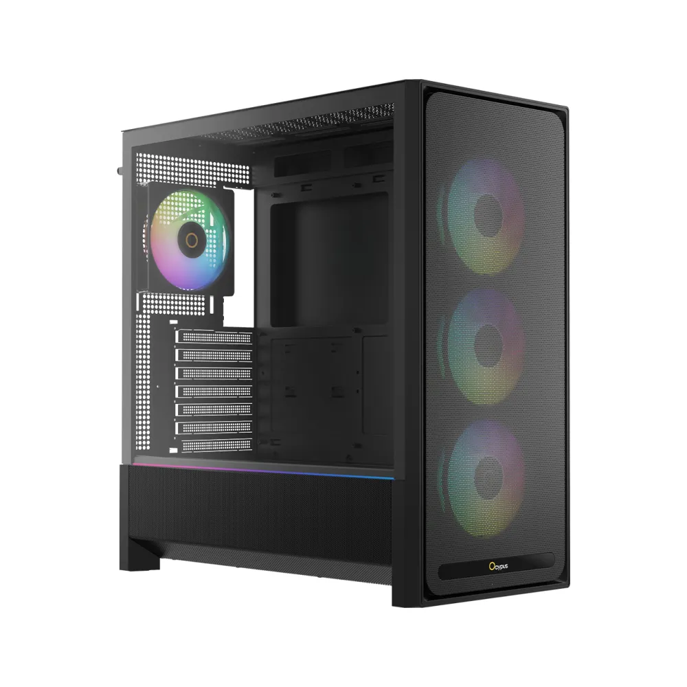 Gabinete Gamer Ocypus Delta C70 ARGB Mid Tower Vidro Temperado Preto com 4 Fans ARGB DELTA-C70-BKG400XX-GL