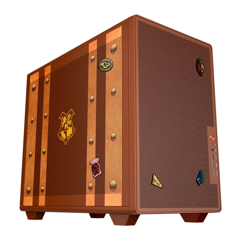 Gabinete Gamer Redragon Harry Potter Magic Trunk Mid Tower Marrom Sem Fans HP-945