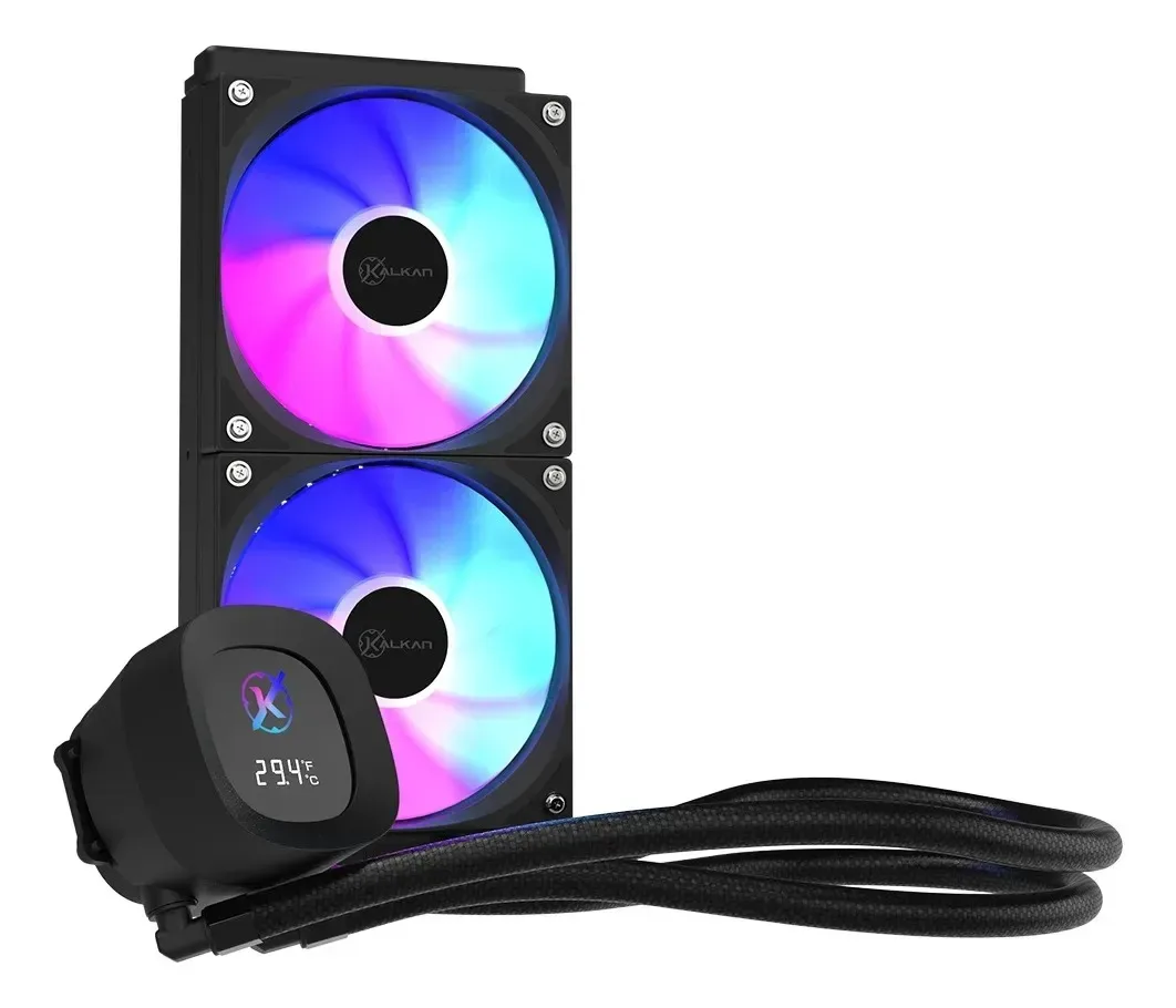 Water Cooler Kalkan Aura Digital 240mm ARGB Display LCD 240mm Intel/AMD Preto KLK00100