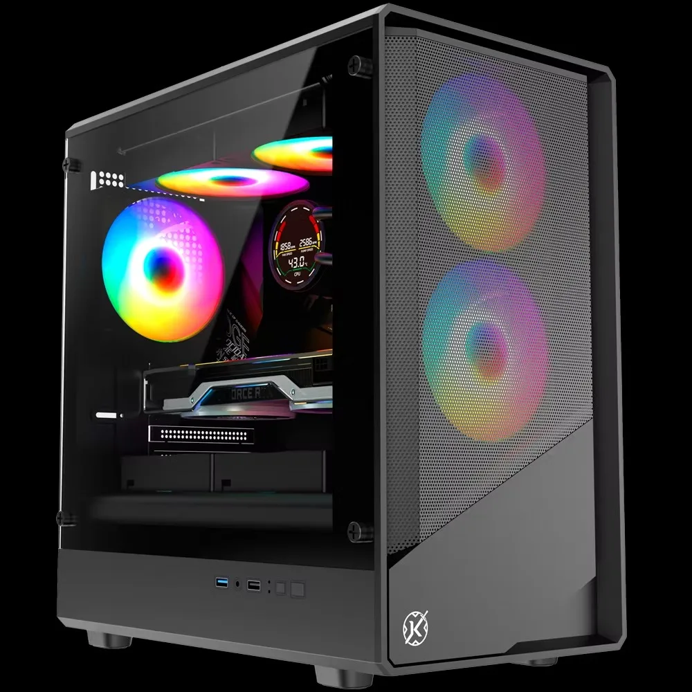 Gabinete Gamer Kalkan Joturn Pro Mid Tower Vidro Temperado Preto com 4 Fans ARGB KLK077