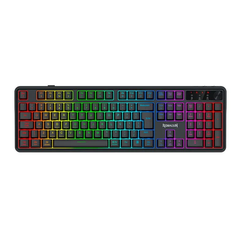 Teclado Gamer Redragon Crescent 75 Pro RGB Membrana 75% Tri-Mode ABNT2 Preto K524RGB-PRO