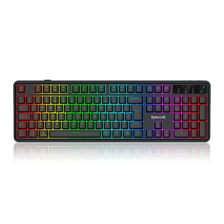 Teclado Gamer Redragon RM104 Volcano ARGB Membrana Tri-Mode ABNT2 Preto K526-WL
