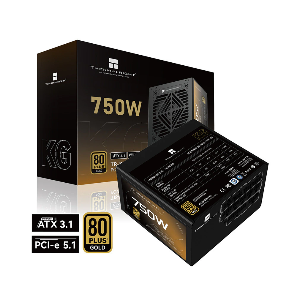 Fonte Thermalright KG-750 750W 80 Plus Gold Full Modular ATX 3.1 PCIe 5.1 Preta KG-750