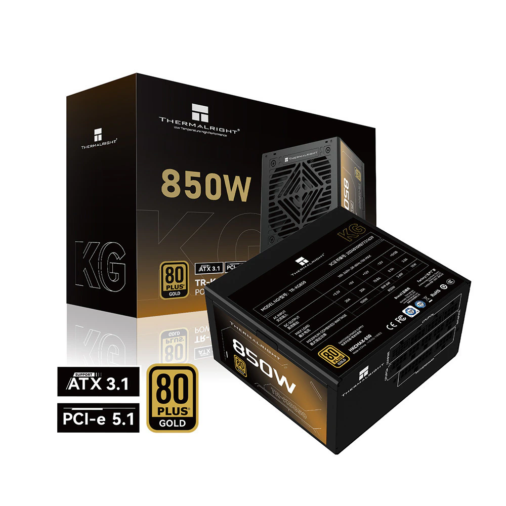 Fonte Thermalright KG-850 850W 80 Plus Gold Full Modular ATX 3.1 PCIe 5.1 Preta KG-850