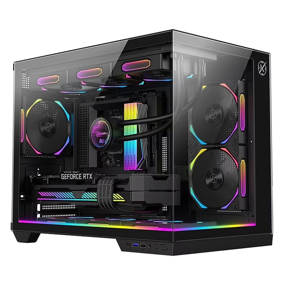 Gabinete Gamer Kalkan Saga Rgb Preto Vidro Temperado S/Fan Mid Tower KLK00044