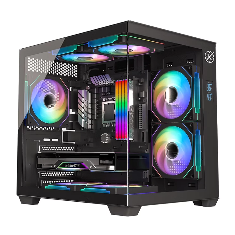 Gabinete Gamer Kalkan Midgard Digital Mid Tower Vidro Temperado Preto Sem Fans KLK00085