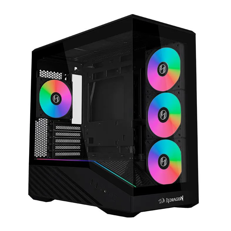 Gabinete Gamer Redragon Vector V100 Mini X Mini Tower Vidro Temperado Preto com 4 Fans ARGB OE809RX