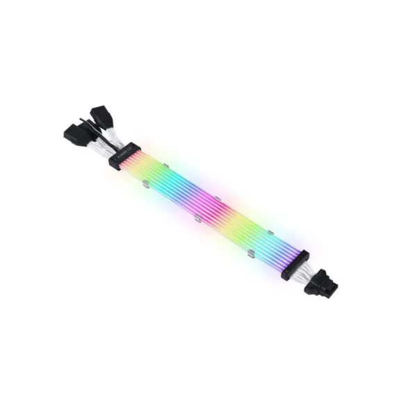 Cabo para Fonte Sleeved Lian Li Strimer Plus V2 Triplo 8 Pinos PG5 ATX 3.0 GPU 600W ARGB 335mm PW168-8PV2-BLACK