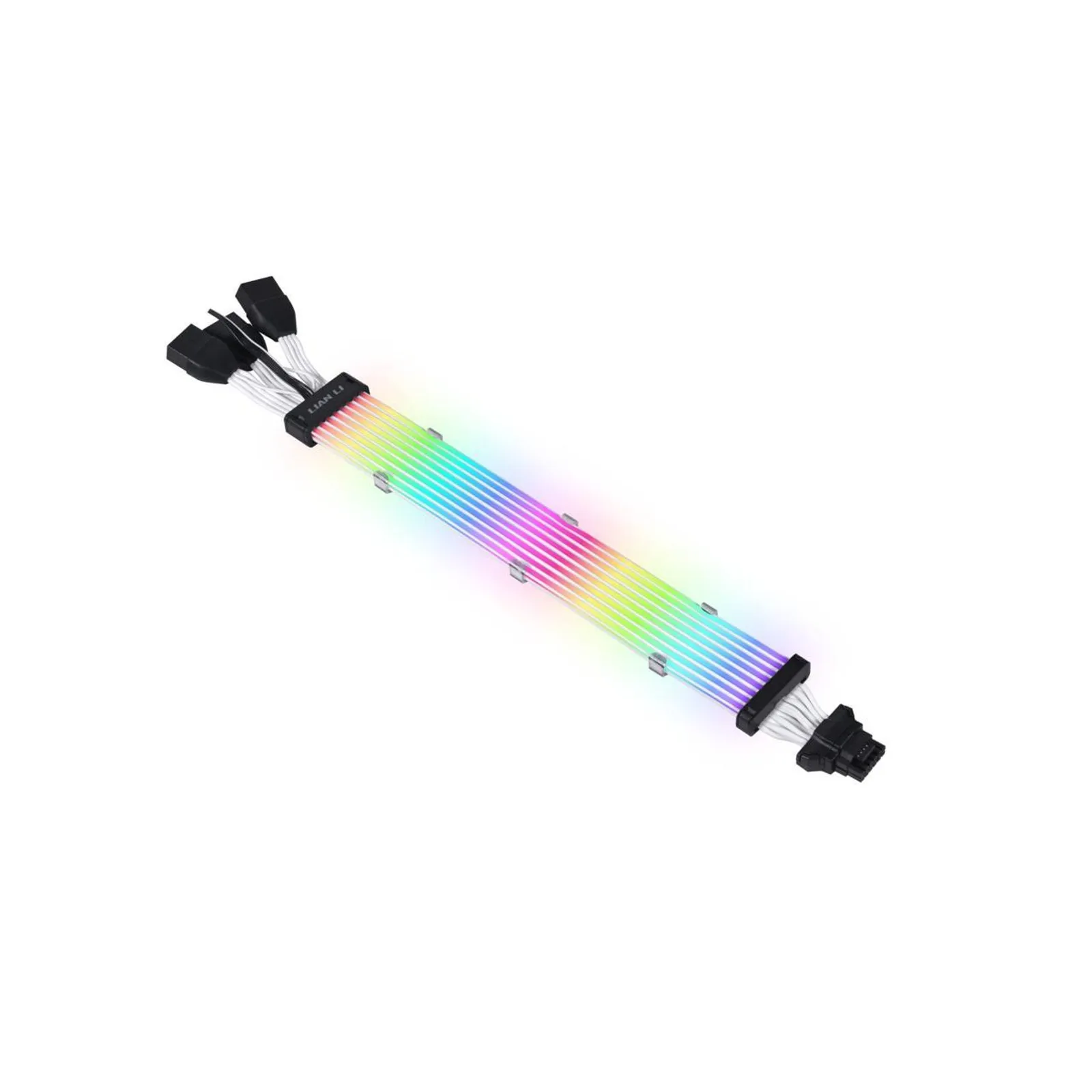 Cabo para Fonte Sleeved Lian Li Strimer Plus V2 Triplo 8 Pinos PG5 ATX 3.0 GPU 600W ARGB 335mm PW168-8PV2-BLACK