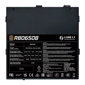Fonte Lian Li RB650B 650W 80 Plus Bronze ATX 3.1 PCIe 5.1 Preta RB0650B