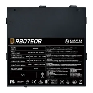Fonte Lian Li RB750B 750W 80 Plus Bronze ATX 3.1 PCIe 5.1 Preta RB0750B