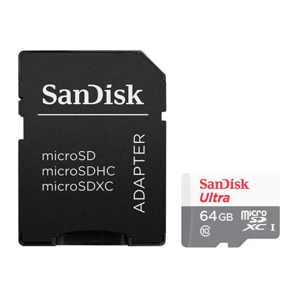 Cartão de Memória SanDisk Ultra 64GB microSDXC 100MB/s com Adaptador SDSQUNR-064G-GN3MA