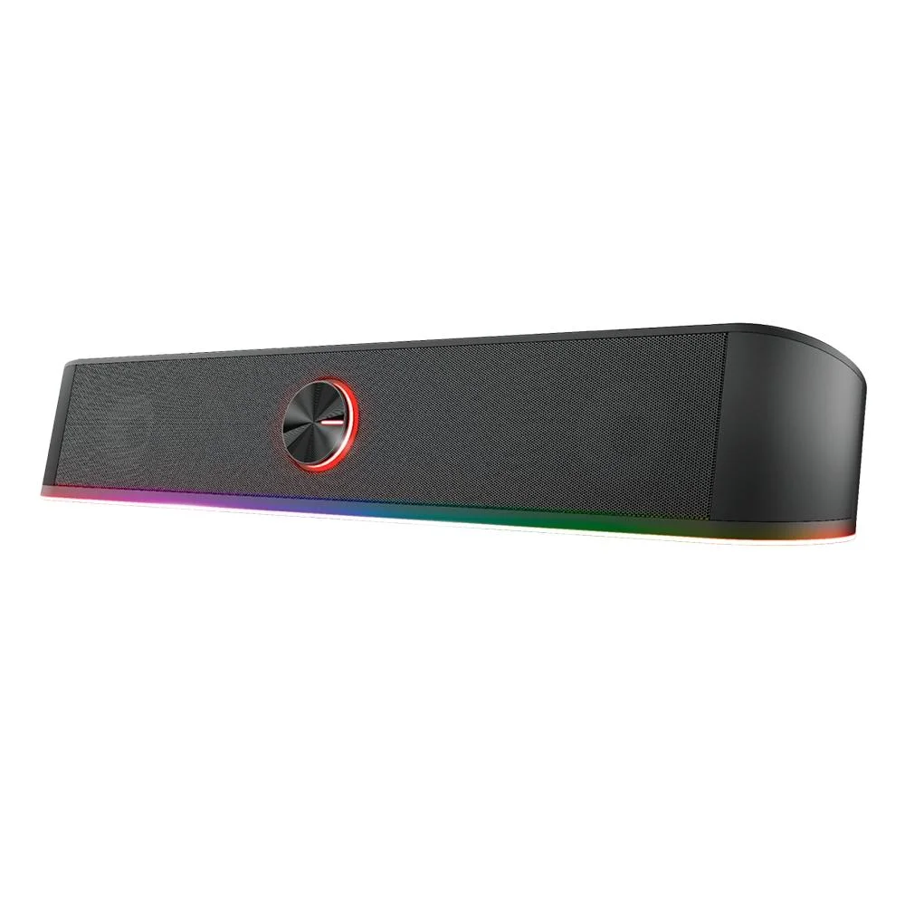 Soundbar Gamer GXTrust 619 Thorne LED RGB 2 Canais Stereo 12W 3.5mm USB Preto 25110