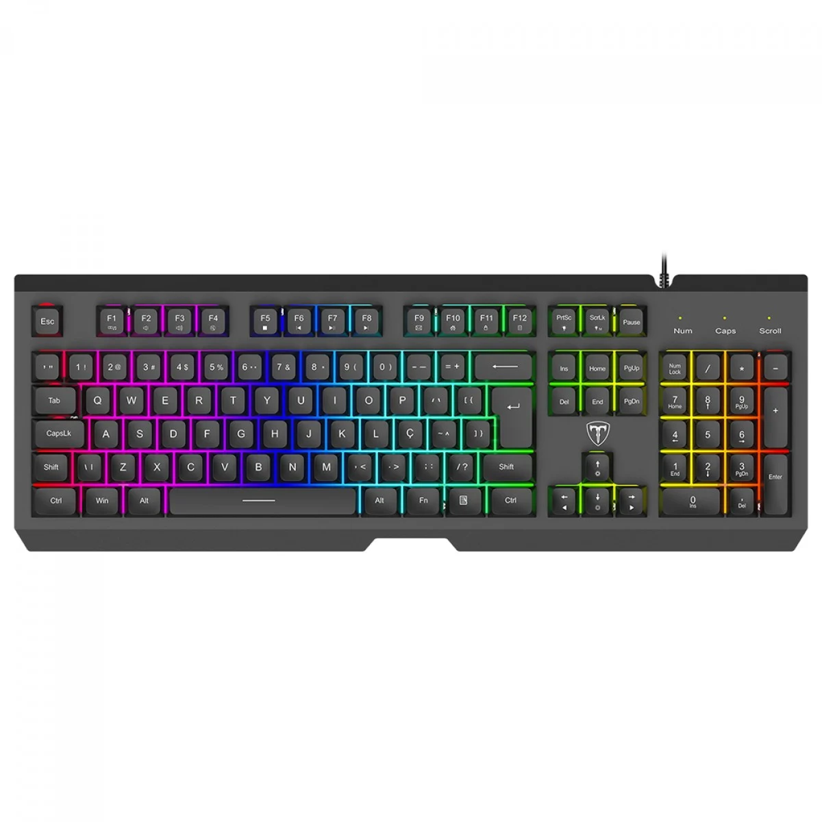 Teclado Gamer T-Dagger Nova RGB Membrana Full Size ABNT2 USB Preto T-TGK110