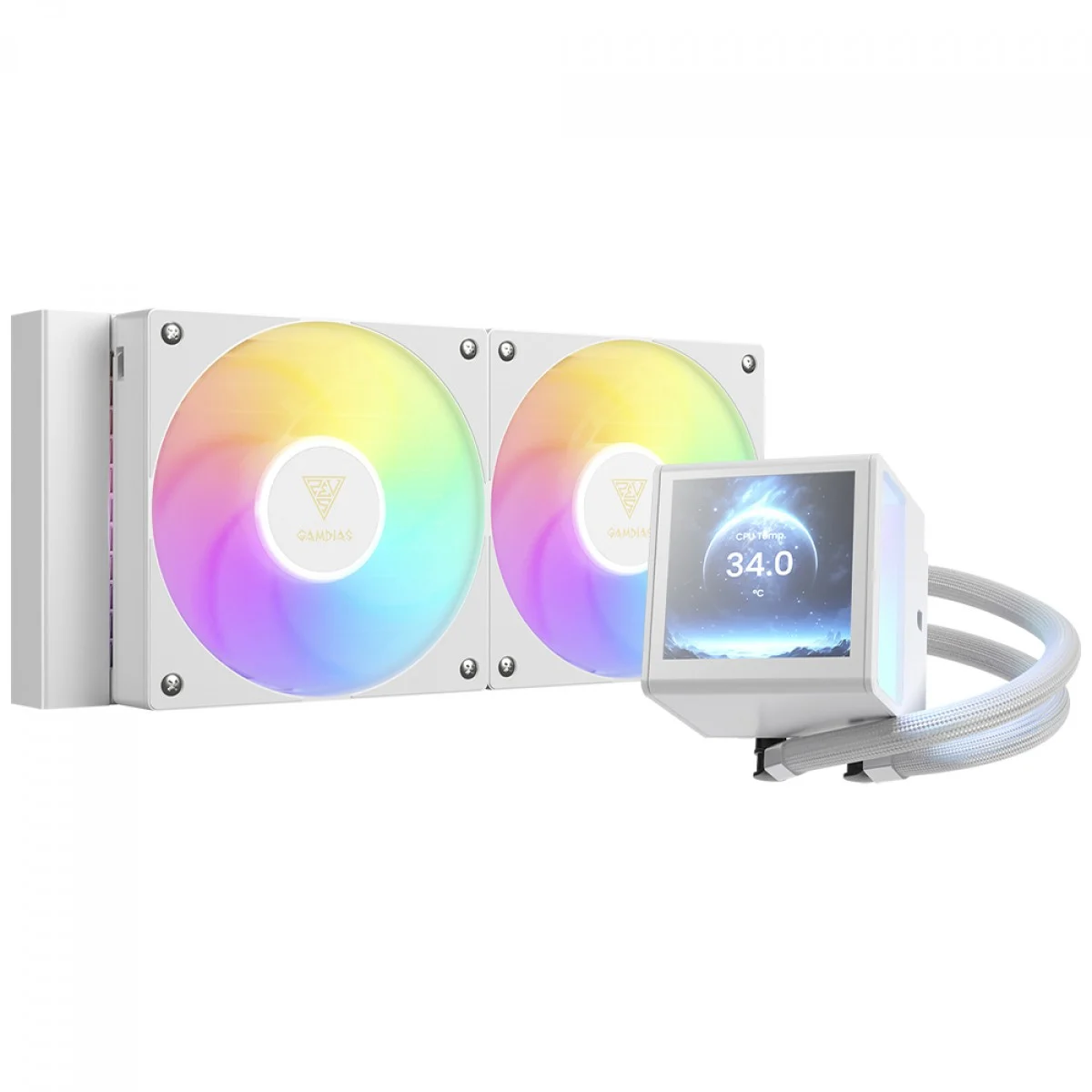 Water Cooler Gamdias Chione P5-240 WH ARGB Display Digital 240mm Intel/AMD Branco