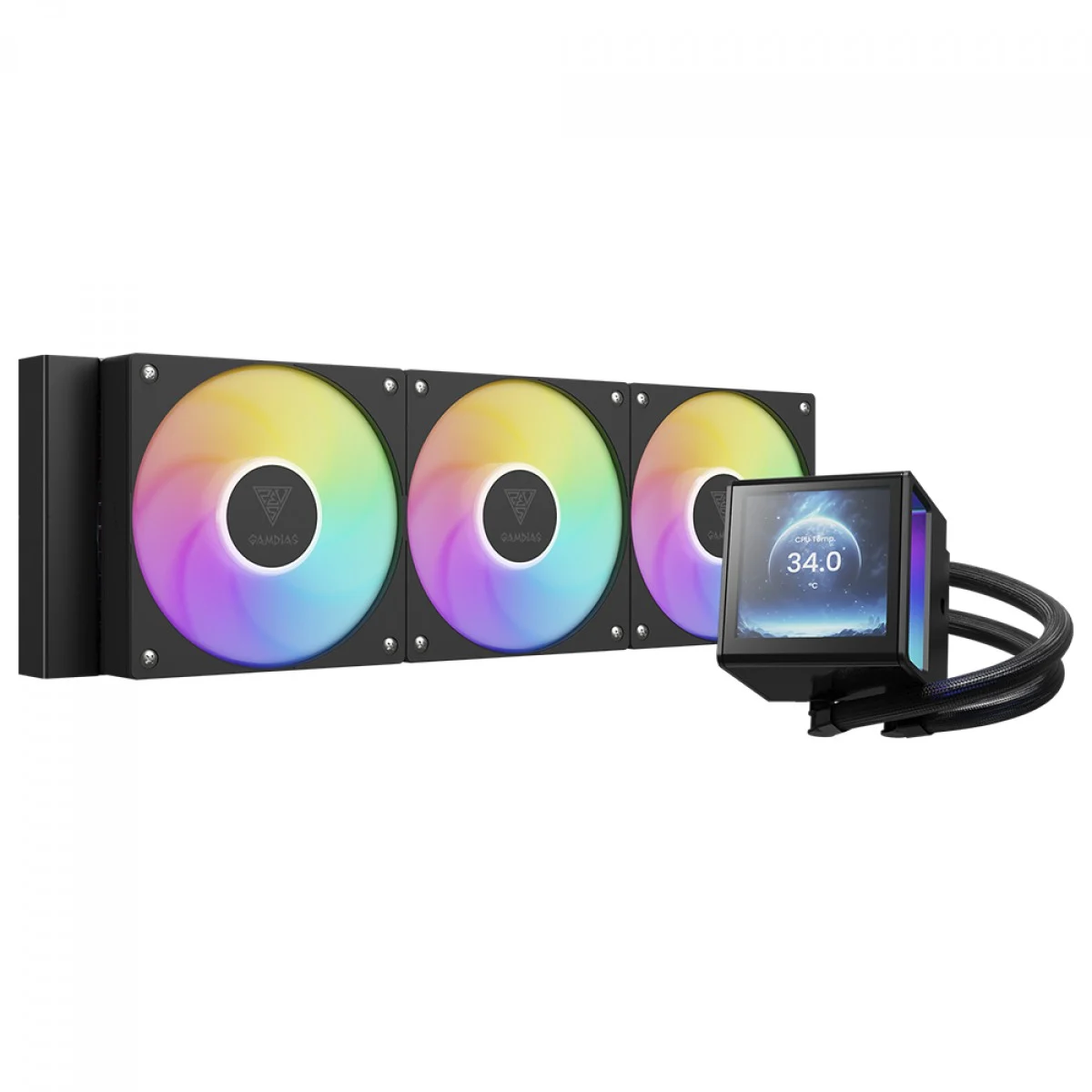 Water Cooler Gamdias Chione P5-360 ARGB Display Digital 360mm Intel/AMD Preto